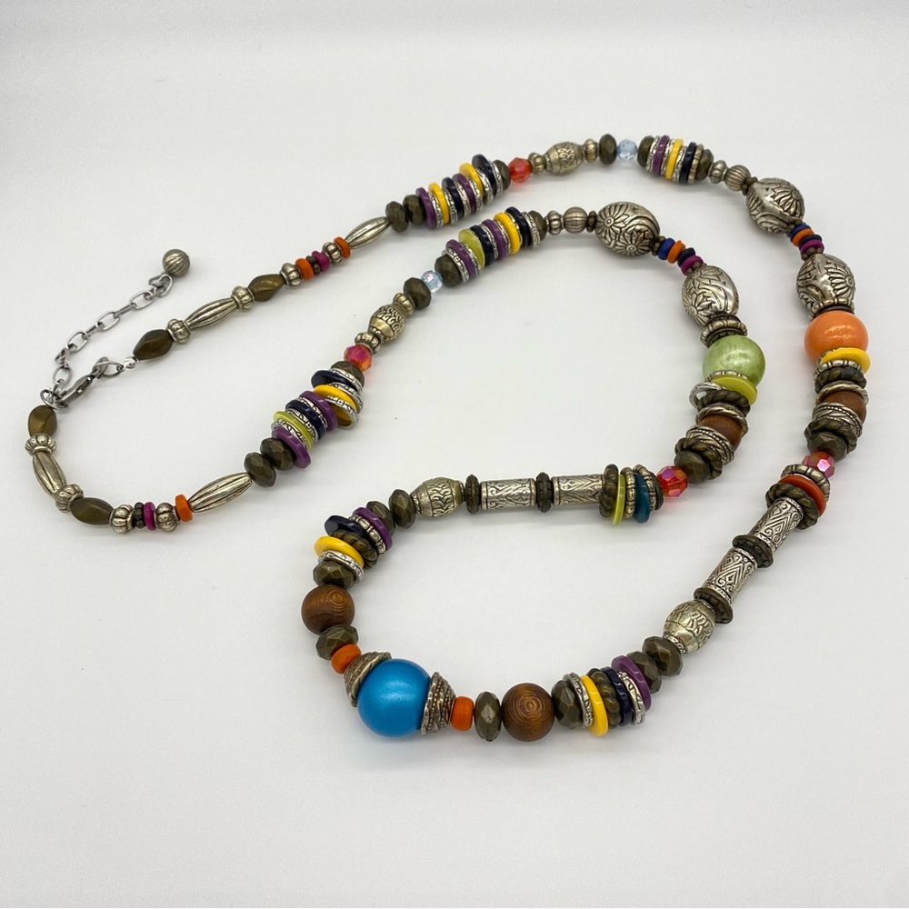 Chico’s Colorful Bead and Bobbles Vintage Adjustable 46 - 50” Necklace